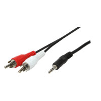 Logilink Audiokabel 1x 3,5mm -> 2x Cinch St/St  5.00m bk