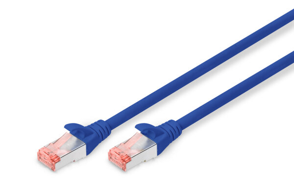DIGITUS Patchkabel Cat6  S/FTP 2xRJ45 10.0m blau Hebelschutz Polybeutel