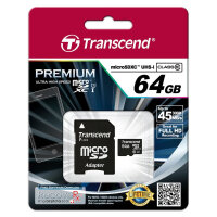 SD microSD Card  64GB Transcend SDXC UHS1 w/adapter