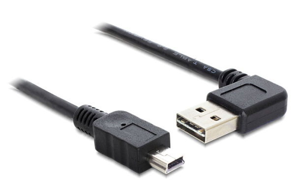 DELOCK USB Kabel A -> mini B St/St 2.00m 90°gew. sw Easy