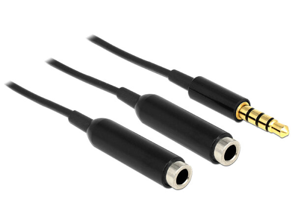 DELOCK Klinkekabel 3,5mm -> 2x 3,5mm St/Bu 0.25m schwarz