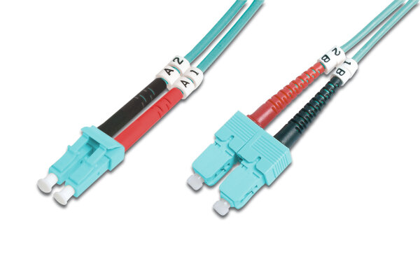 DIGITUS LWL Patchkabel LC -> SC 10.00m Multimode Duplex OM3