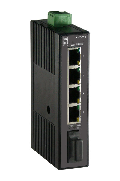 LevelOne Industr.Switch  4xFE/1xSC MM 2km +DIN       Plastik