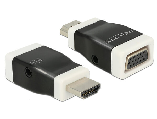 DELOCK HDMI Adapter A -> D-Sub15 St/Bu screwless +Audio