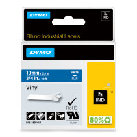 DYMO     Rhino Band Vinyl   19mmx5.5m weiß   ->blau