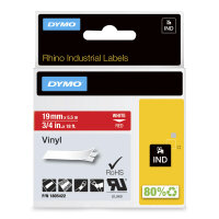DYMO     Rhino Band Vinyl   19mmx5.5m weiß   ->rot