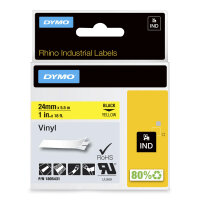 DYMO     Rhino Band Vinyl   24mmx5.5m schwarz->gelb