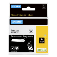 DYMO     Rhino Band Polyes.  6mmx5.5m schwarz->weiß