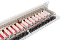 Digitus 24-Port Patchpanel CAT6a Metallgehäuse 1HE 24x RJ45 Patch Panel lichtgrau