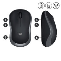 Logitech M185 Wireless Mouse Grey Funkmaus 3 Tasten Notebookmaus