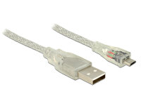 DELOCK USB Kabel A -> Micro-B St/St 1.00m transparent