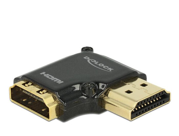 DELOCK Adapter High Speed HDMI-A Bu > St 4K 90° gew. schwarz