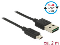 DELOCK USB Kabel A -> Micro-B St/St 2.00m schwarz Easy...