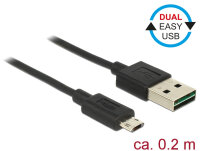 DELOCK USB Kabel A -> Micro-B St/St 0.20m schwarz Easy...