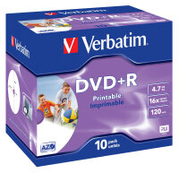 DVD+R Verbatim 4,7GB 10pcs Pack 16x JewelCase wide...