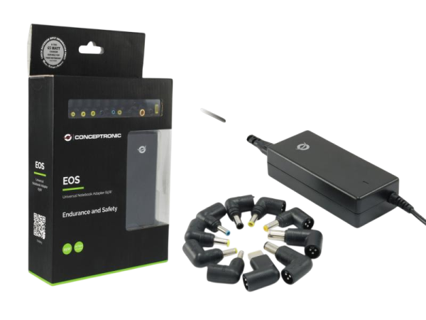 CONCEPTRONIC Universal Notebook Netzteil inkl.10 Aufsätze 65W schwarz