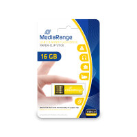 MediaRange USB Nanostick 16GB m. Klammerfunktion gelb