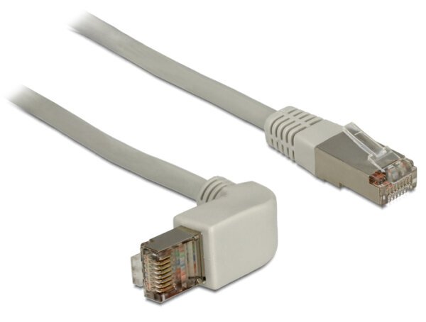 DELOCK Patchkabel gewinkelt RJ45 S/STP Cat6A 1.00m grau