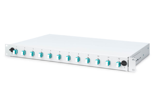 DIGITUS LWL Spleißbox 1HE bestückt 12x LC DX OM3 grau