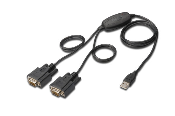 DIGITUS USB 2.0 Anschlusskabel 2.0 -2x RS232-Kabel 1.5m,  sw