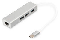 DIGITUS USB Adapter USB3.0/C -> GB Ethernet+3-Port-Hub...