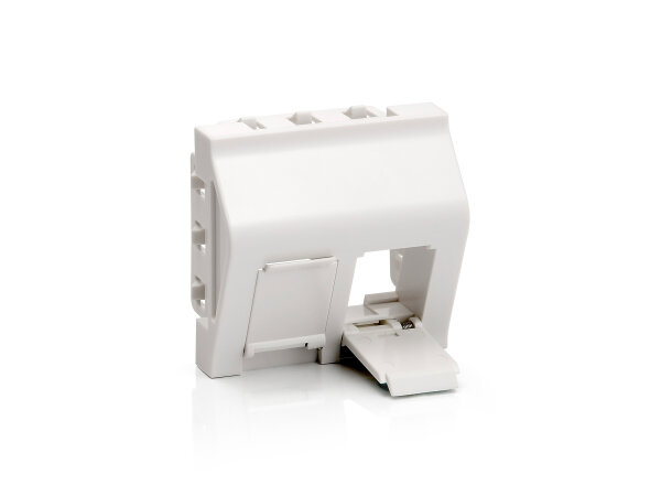 Equip Frontplatte 2xKeystone French abgew.   45x45mm RAL9010 Polybeutel