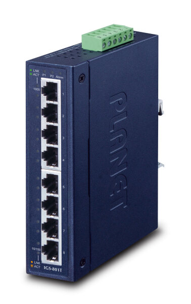 PLANET 8-Port 10/100/1000T Industrial Gigabit Ethernet
