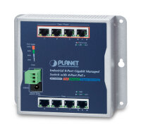 PLANET Industrial 8-Port 10/100/1000T Wall-mount with
