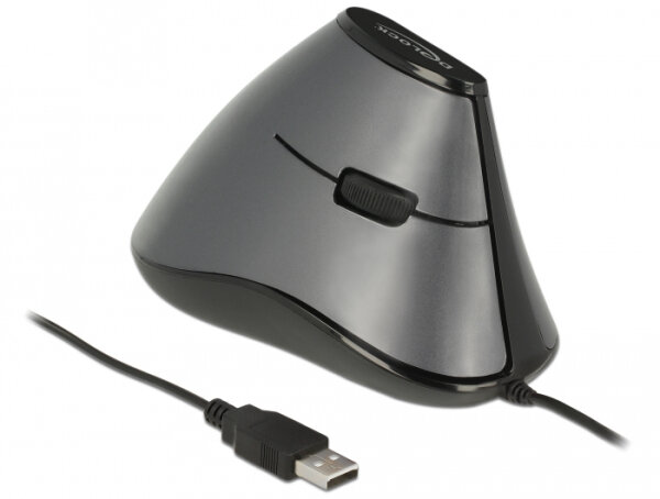 DELOCK ergonom. Maus vertikal optisch 5-Tasten + 1.8m Kabel