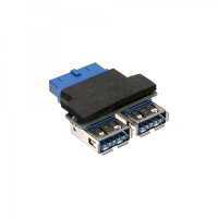 2x USB 3.0 A/19pol 5cm Adapter