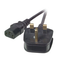 EFB Netzleitung UK BS1363A-C13 180°,schwarz,3m,3x1.00mm