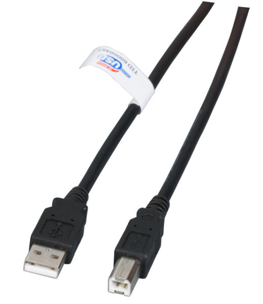 EFB USB2.0 Anschlusskabel A-B, St.-St., 5m, schwarz, LSZH
