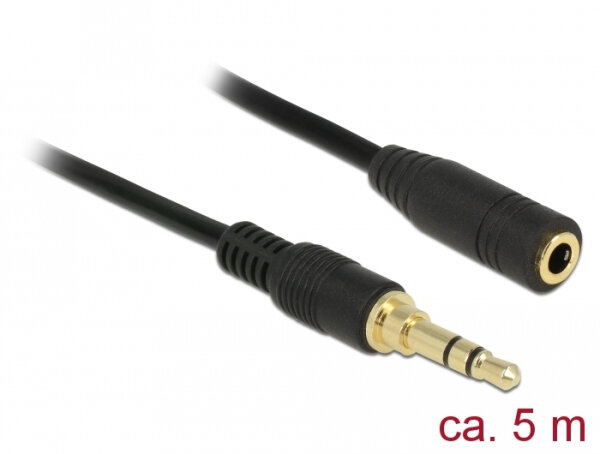 DELOCK Verlängerung Klinke 3.5mm 3Pin St > Bu 5.0m schwarz