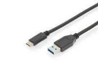 DIGITUS USB 2.0 Anschlusskabel Typ C -A  St/St     1.0m,  sw