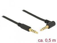 DELOCK Klinkenkabel 3.5mm 4Pin-St > St gewinkelt 0.5m...