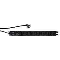 Logilink Steckdosenleiste 19" 8fach IEC320, schwarz
