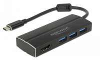DELOCK Adapter USB3.1 Gen1/C > 3x USB3.0/A + HDMI 4K 30Hz