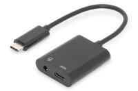 DIGITUS USB 3.1 Verteilerkabel Typ C-Klinke St/Bu/Bu 0.2m sw