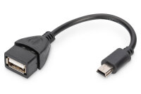 DIGITUS USB 2.0 Adapter OTG, Typ Mini B - A St/Bu 0,2m