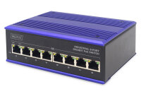 DIGITUS Switch Ind. 8-Port  Gigabit 30W PoE Unmanaged blau
