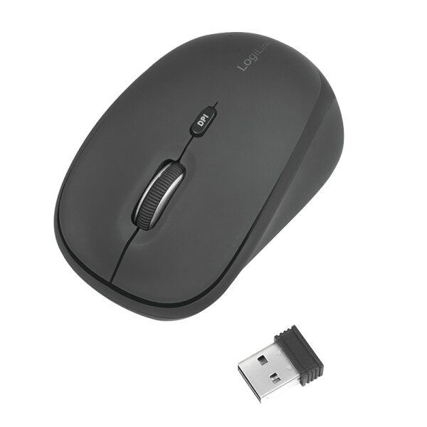 Logilink Maus Funk 2,4 GHz 3-Button, schwarz