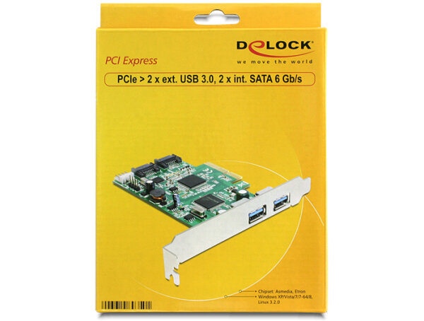 DELOCK PCI Expr Card 2x USB3.0 ext + 2x SATA III int