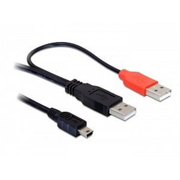DELOCK USB Y-Kabel 2x A -> Mini-B St/St 1.00m
