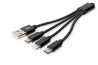 DIGITUS 3-in-1 Ladekabel USB A Lightning + Micro USB + USB-C