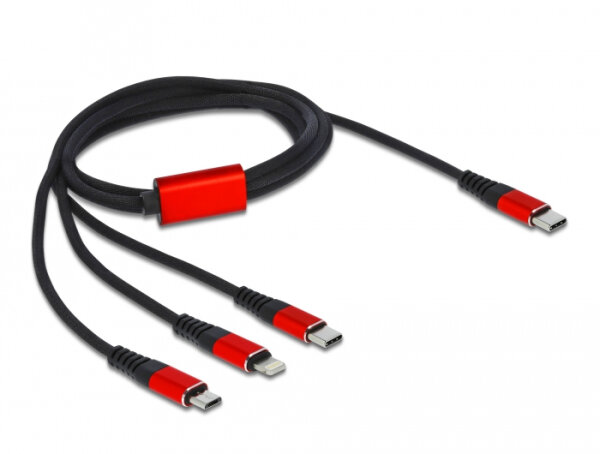 DELOCK USB Ladekabel 3 in 1 USB/C -> Lightning/Type-C/Micro