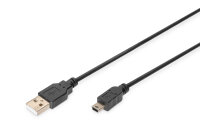 DIGITUS USB 2.0 Anschlusskabel Typ A -mini B  St/St 1.8m, sw