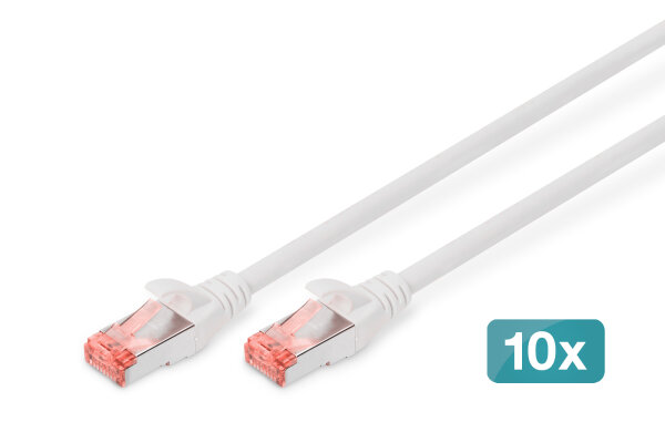 DIGITUS CAT 6 S/FTP Patchkabel, 10 Stück, 2m, weiß