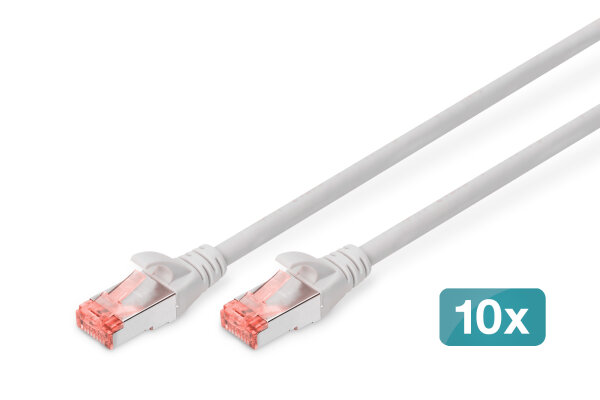 DIGITUS CAT 6 S/FTP Patchkabel, 10 Stück, 3m, grau