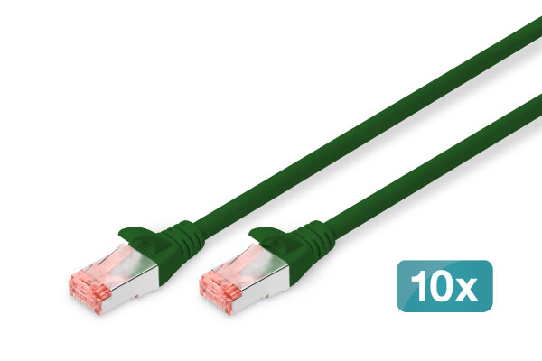 DIGITUS CAT 6 S/FTP Patchkabel, 10 Stück, 3m, grün
