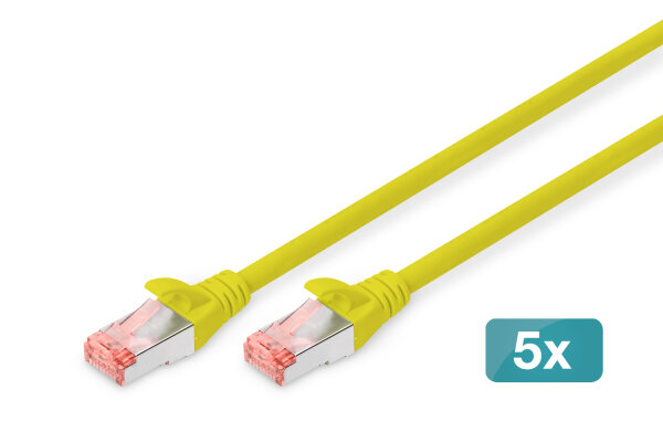 DIGITUS CAT 6 S/FTP Patchkabel, 5 Stück, 10m, gelb